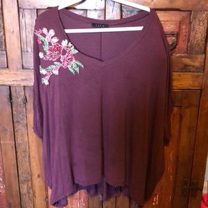 Ezra maroon hand embroidered top size  xl